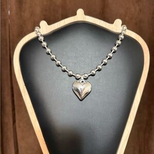 Silver Heart Pendant Necklace 16”+3”